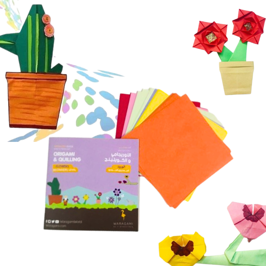 WARAGAMI Origami Flowers Theme Kit   صندوق ورقامي لفن الأوريجامي- الورود