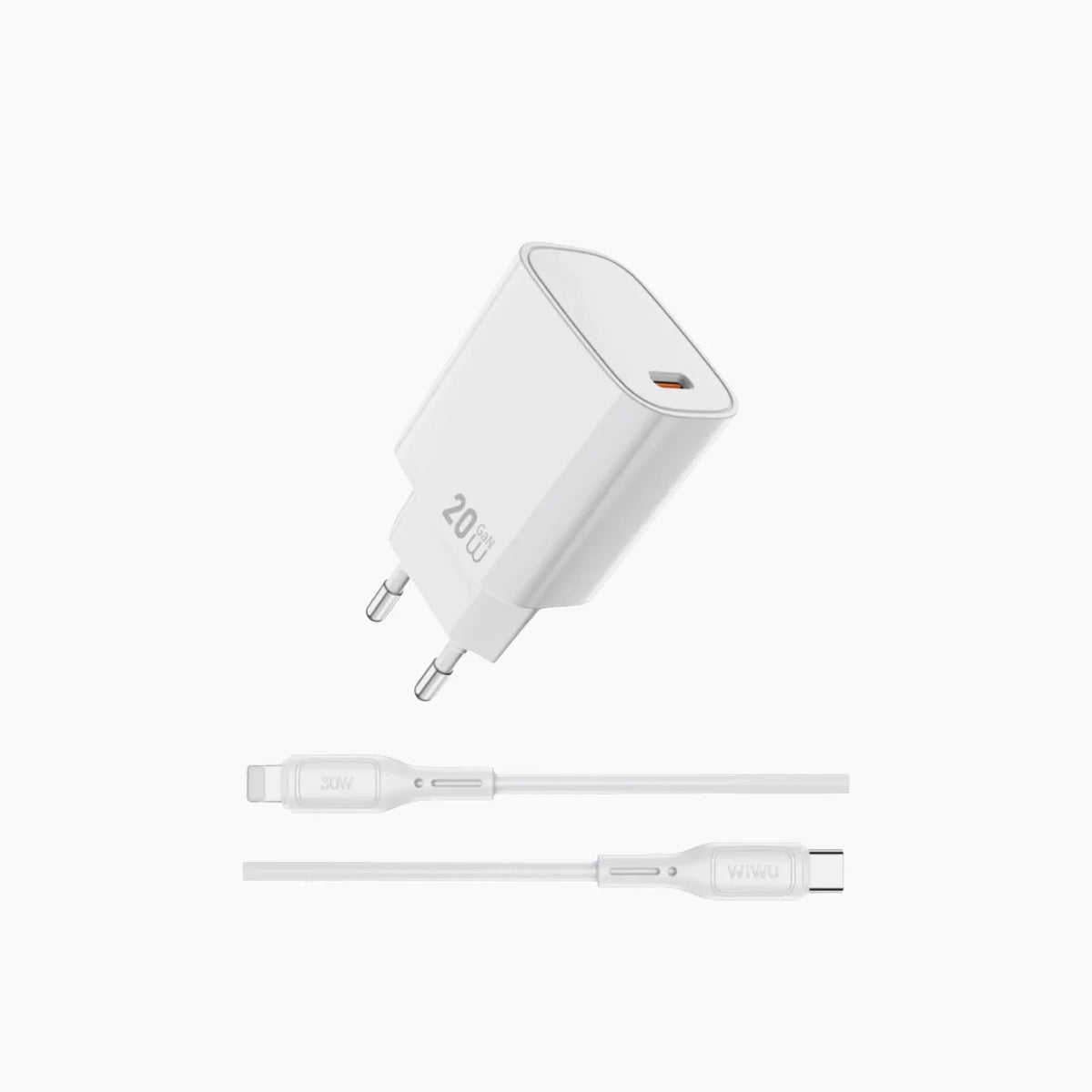 شاحن WiWU Essen GaN 20W مع كابل C إلى Lightning سريع