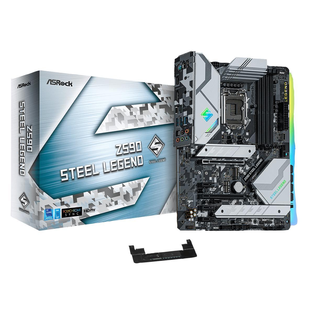 لوحة أم ASROCK Z590 STEEL LEGEND LGA 1200، Intel 11th، ATX، M.2، PCIe 4.0، USB 3.2، 2.5GbE LAN