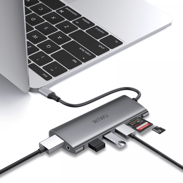 موزع USB C 11 في 1 من WiWU Alpha - رمادي