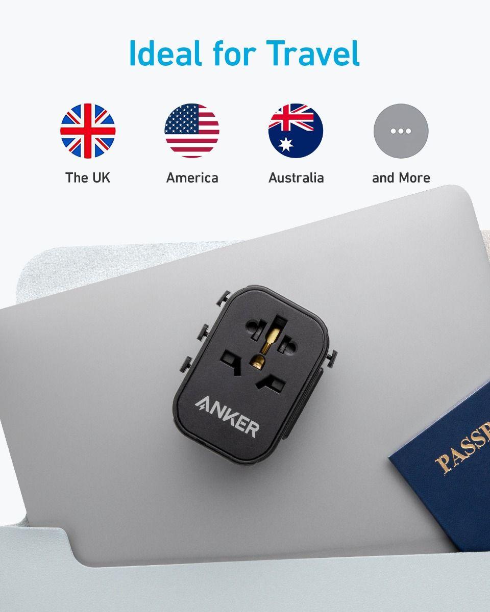 Anker PowerExtend USB C Travel Adapter 30W Fast Charger - Black