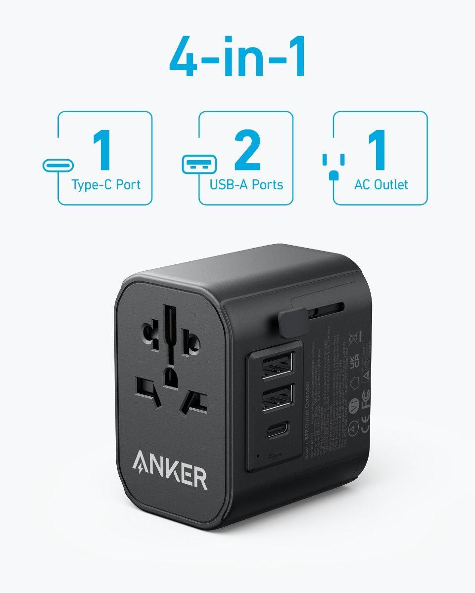 Anker PowerExtend USB C Travel Adapter 30W Fast Charger - Black