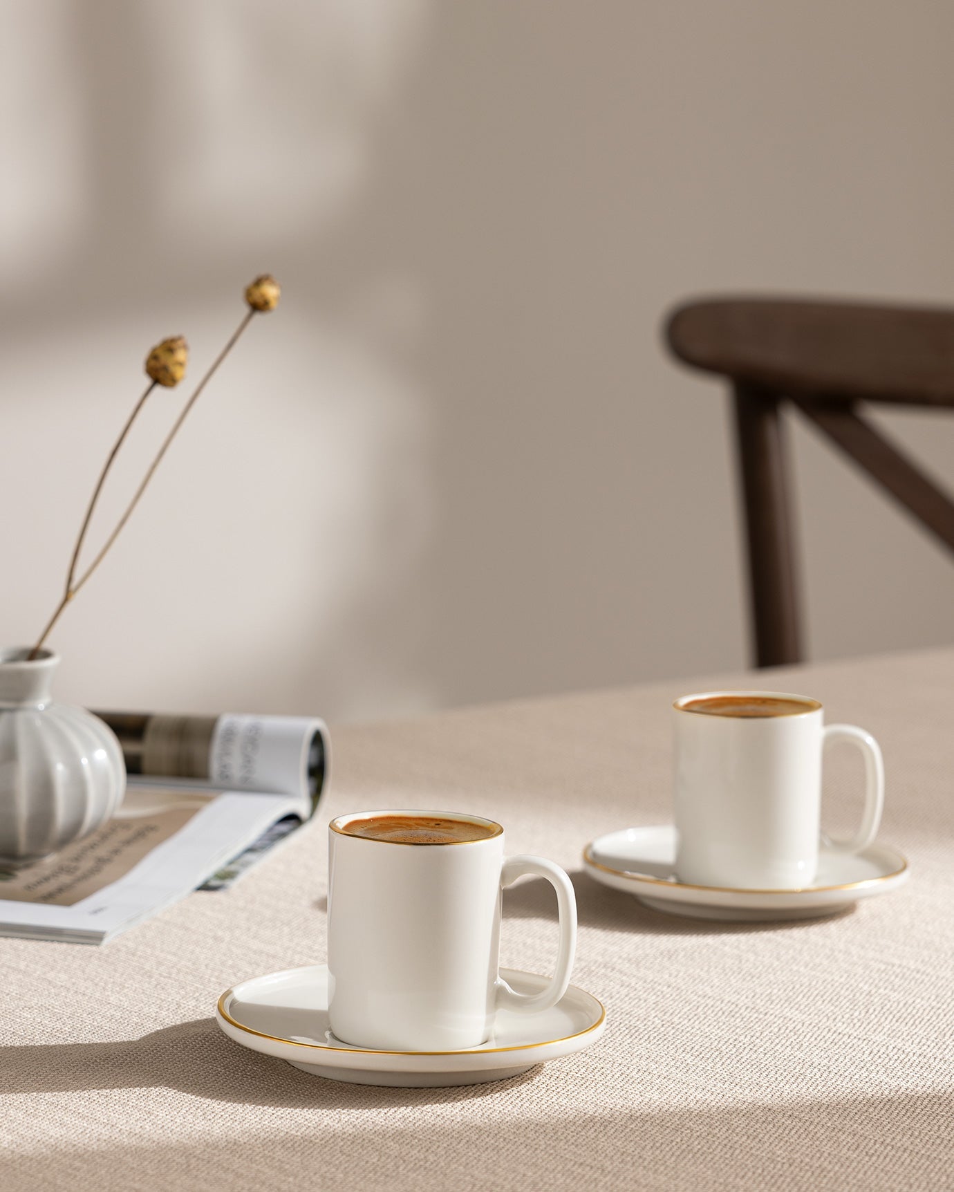 Lumora Set Of 6 Coffee Cups Gold/platinum - Madame Coco JO