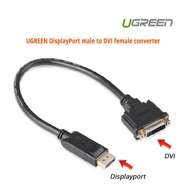 محول UGREEN DisplayPort ذكر إلى DVI أنثى 15 سم - أسود