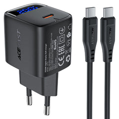شاحن ACEFAST A113 GaN 20W USB-C مع شاشة LED وكابل