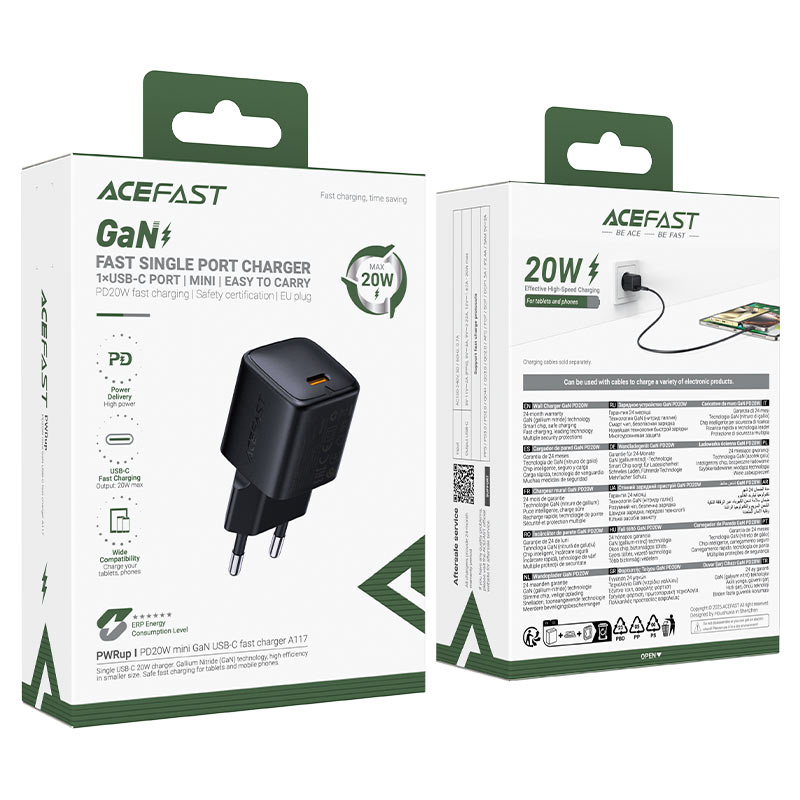 شاحن ACEFAST A117 GaN 20W PD USB-C شحن سريع EU