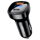 شاحن سيارة ACEFAST B4 66W USB-C + USB-A مع LED