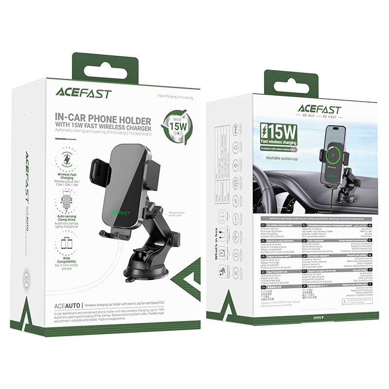 حامل سيارة ACEFAST D53 شحن لاسلكي 15W تثبيت تلقائي