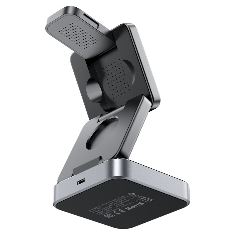 ACEFAST E20 3-in-1 Wireless Charging Station – Phone, Watch & Earbuds, 15W MAG-Charge