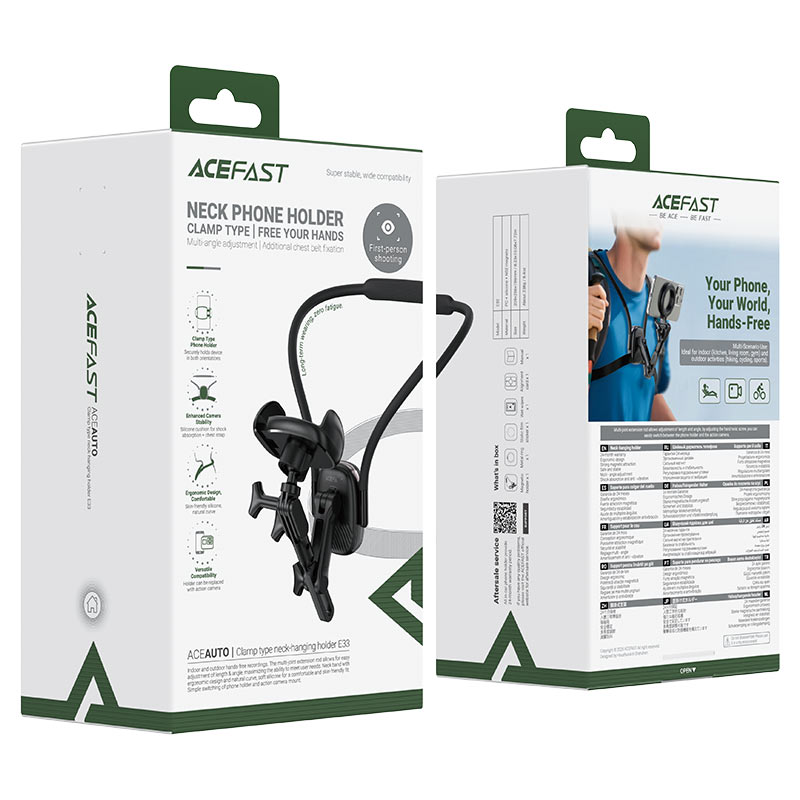 ACEFAST E33 Neck Phone & Action Camera Holder – Hands-Free First Person Recording