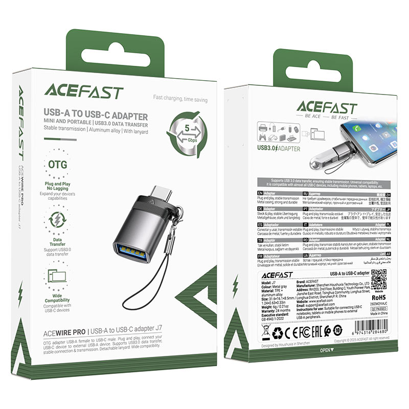 محول ACEFAST J7 USB-A إلى USB-C OTG 10Gbps USB3.0