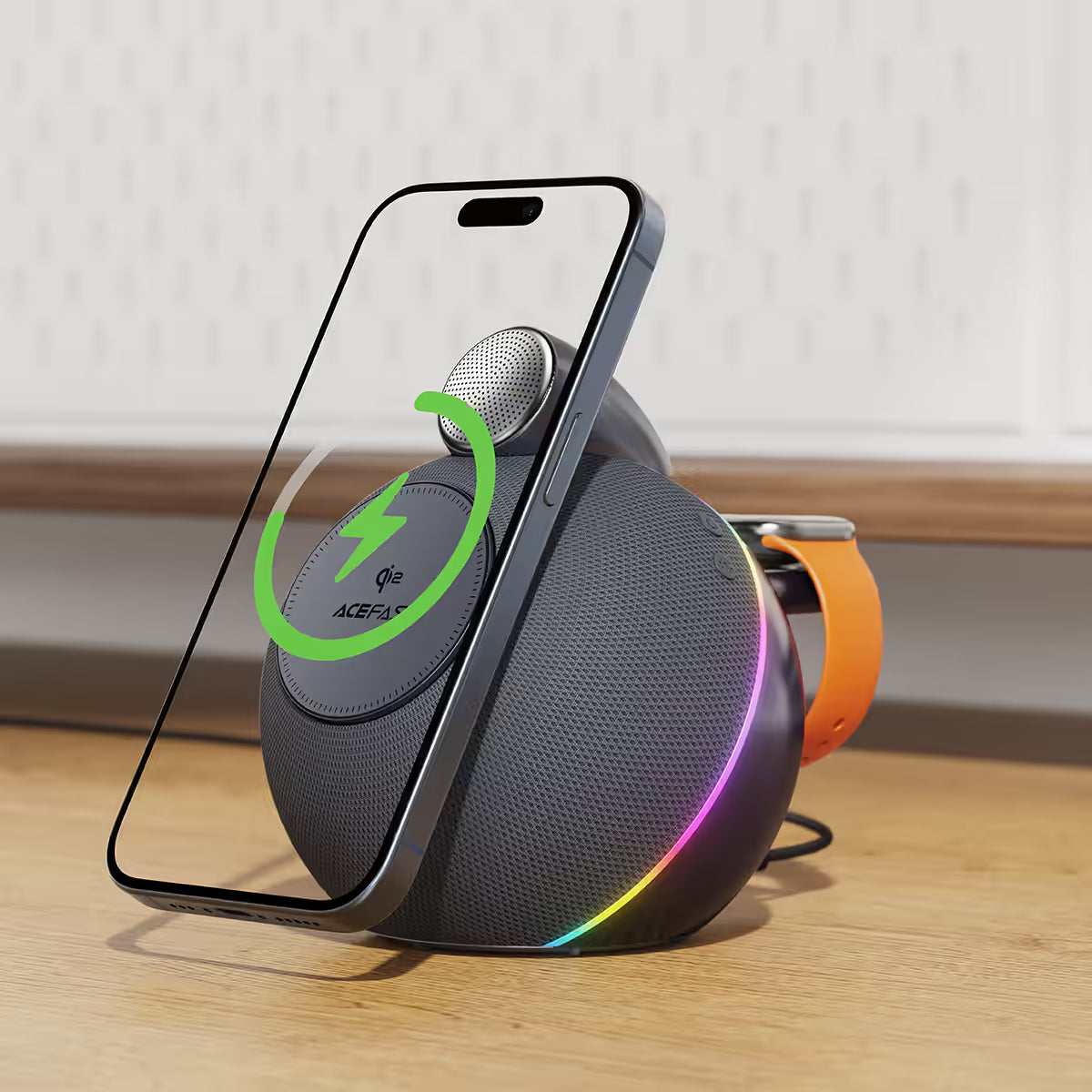 سماعة ACEFAST K10 Air مع شحن لاسلكي Qi2 وRGB 25W
