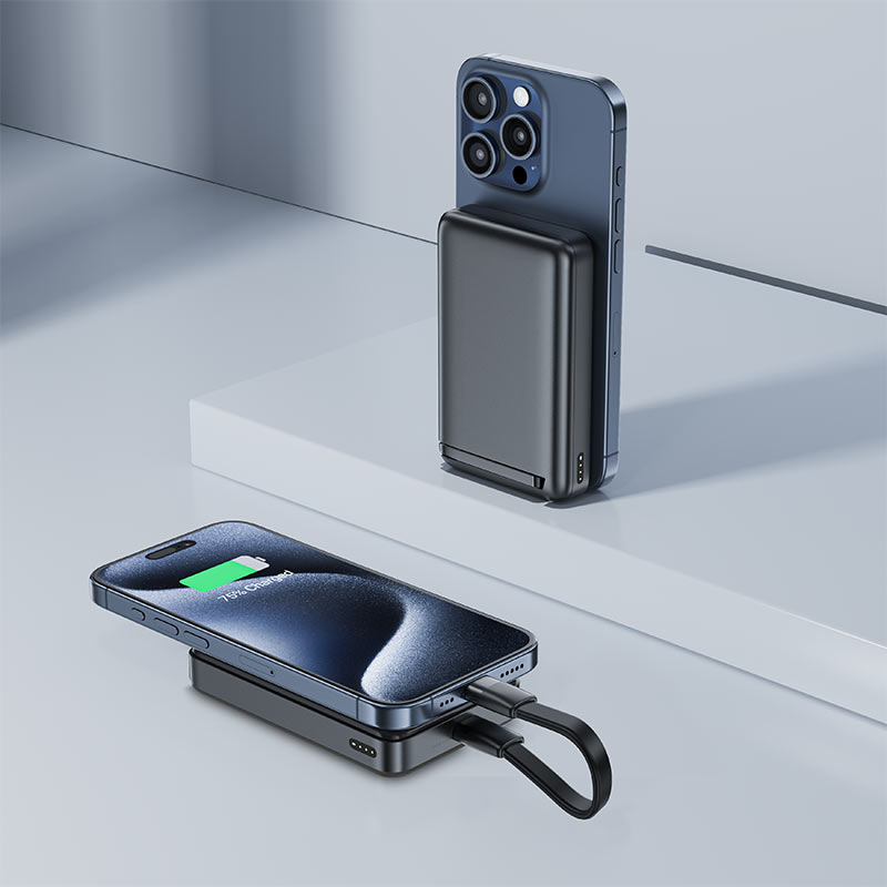 ACEFAST M11 Magnetic Wireless Power Bank 10000mAh – PD 30W | Qi2 Certified | Foldable Stand | USB-C | LED Indicator