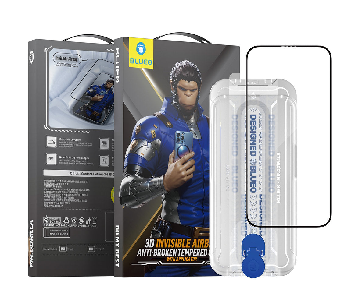 زجاج بيلوو 3دي سلسلة ايرباج المقوى مع جهاز تطبيق لأجهزة آيفون