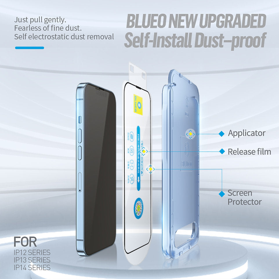 سكريت عالي الدقة مضاد للغبار ومضاد للكهرباء الاستاتيكية مع أداة تطبيق لهاتف آيفون 14 وآيفون 15