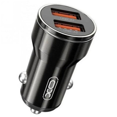 شاحن سيارة عالمي ذكي XO CC48 بمنفذي USB مزدوجين معدنيين مع كابل Lightning 2.4A