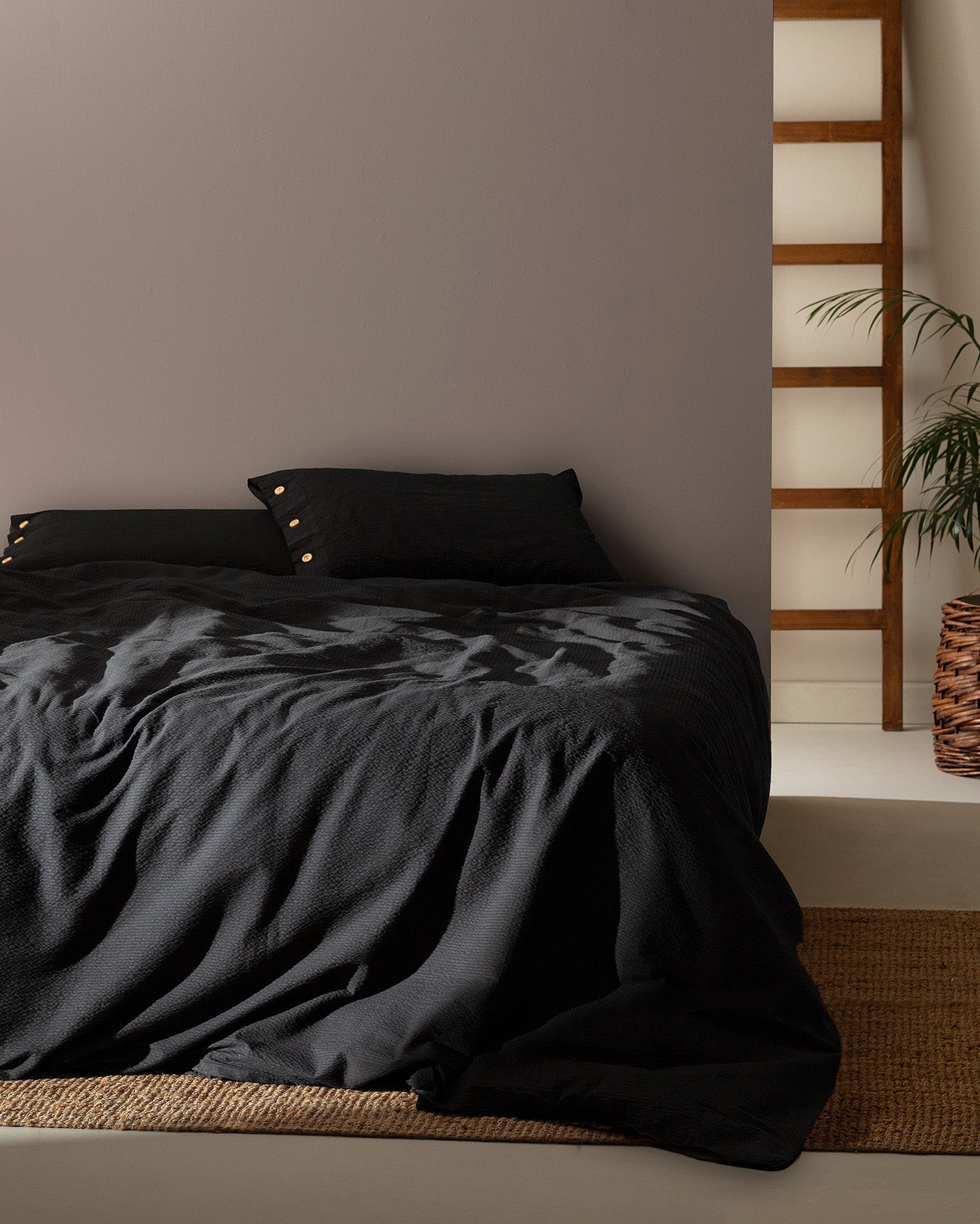 Linda King Size Duvet Cover Set-washed Seersucker - Madame Coco JO