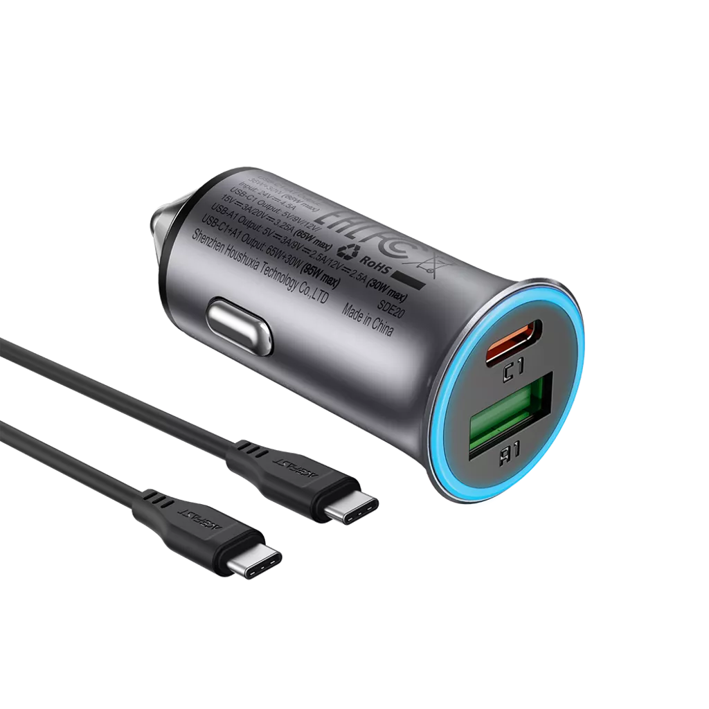 شاحن سيارة ACEFAST B16 95W مع كابل USB-C طقم كامل