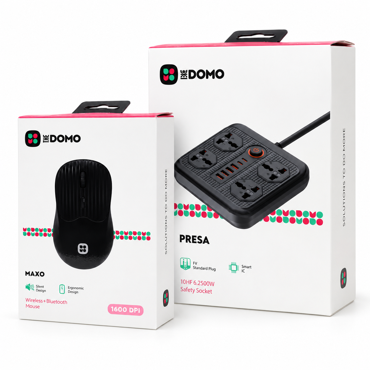 DOMO Bundle - PRESA 10in1 Safety Socket + MAXO Wireless Bluetooth Mouse