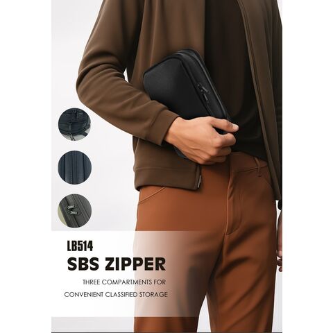 حقيبة يد من الجلد الطبيعي بسحاب مرن ومتين بسعة تخزين كبيرة SBS