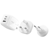شاحن حائط Belkin BoostCharge Pro بتقنية GaN بقدرة 70 واط وثلاثة منافذ، WCH018hqWH