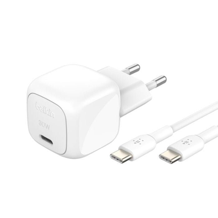 Belkin Compact USB-C Charger 30W + USB-C Cable WCA008KQ1MWH-B6