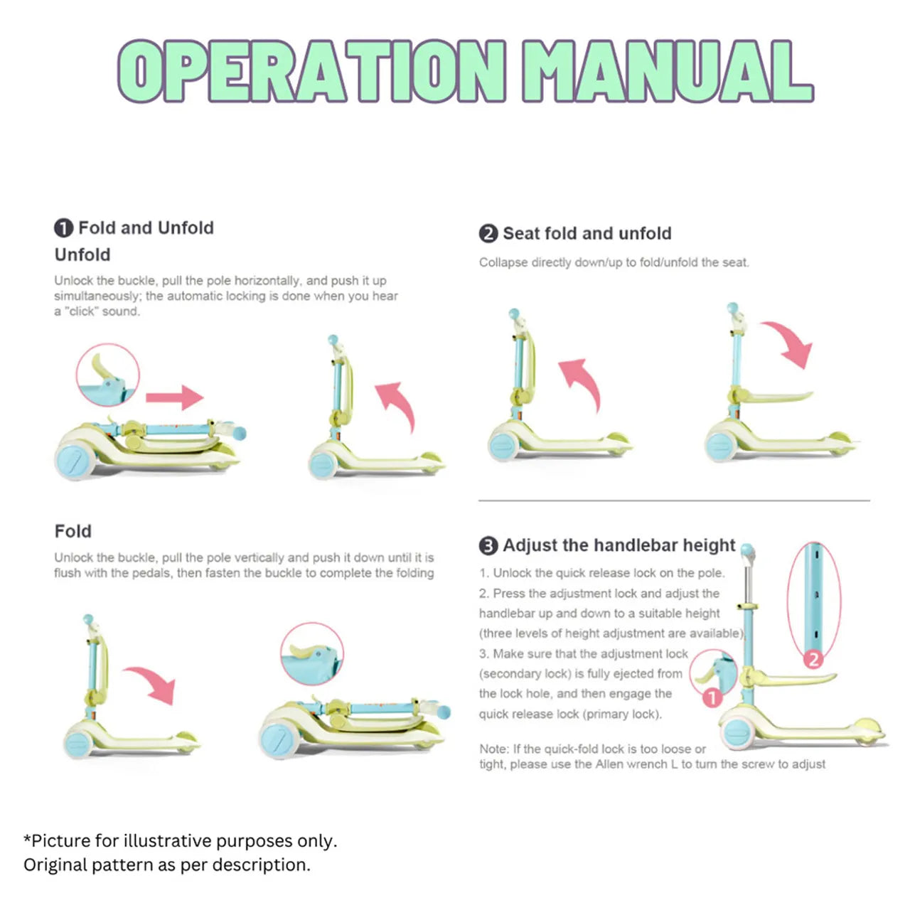 سكوتر ميدير للأطفال متعدد الاستخدامات من أجل المتعة والأمان - أخضر