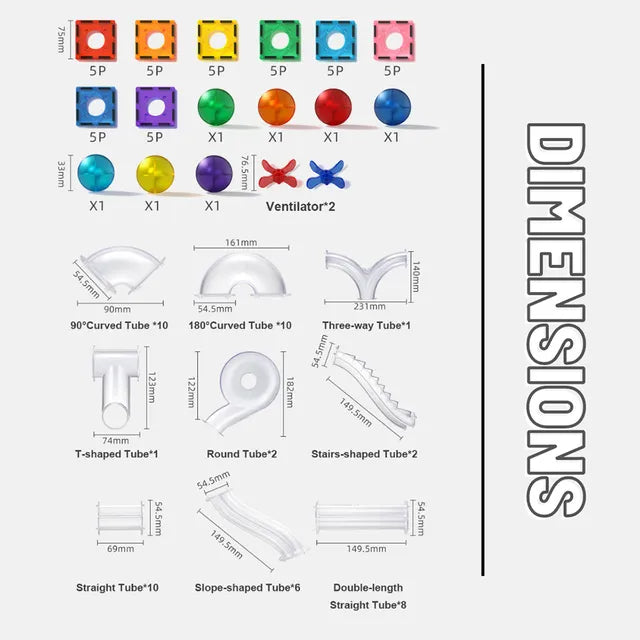 بلاط مغناطيسي ملون 100 قطعة مسار رخامي من ميدير