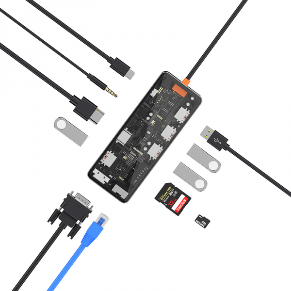 موزع USB-C شفاف 11 في 1 من WIWU CB011 - رمادي فضائي