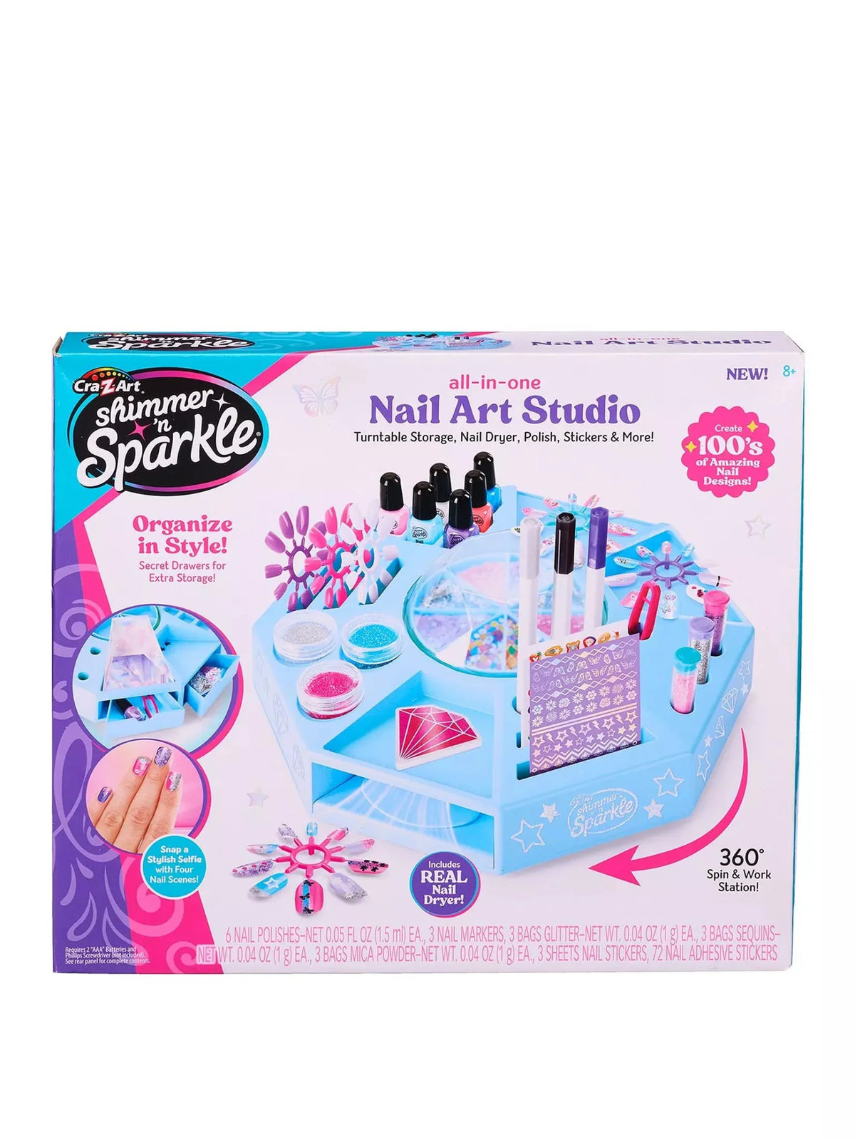 Shimmer N Sparkle – ستوديو فن الأظافر مع قاعدة دوارة للأطفال