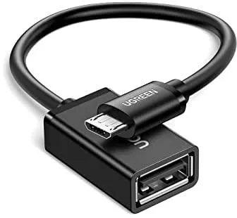 UGREEN Micro USB Male to USB-A Female Cable with OTG Nickel Plating 15cm (Black)