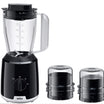 Braun Blender, 600W, 1.2L glass jar, 2 speeds, black, with TriAction technology and two grinders.
