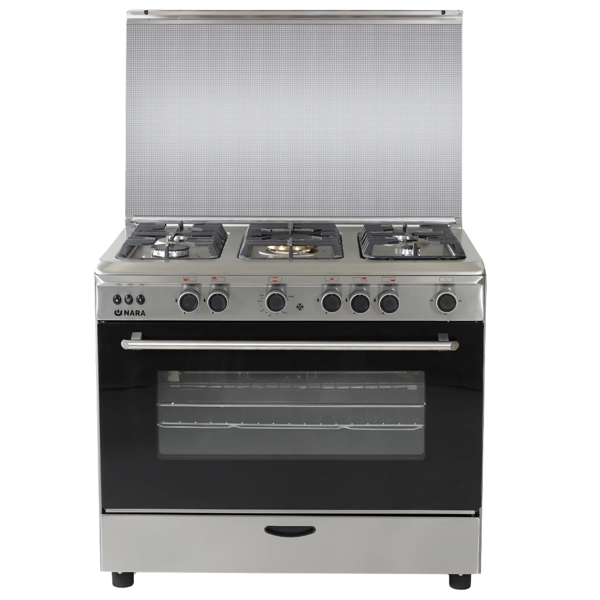 Nara Gas Cooker 90 cm 5 Gas Burners Matt Stainless steel Cast Iron Pan Support