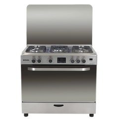 Nara NAXM 9009 / LC / PRO + Gas Cooker 90 cm 5 Gas Burners Matt Stainless steel Cast Iron Pan Support With Cooling Fan