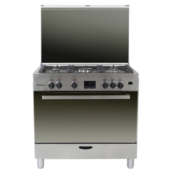 Nara NAXM 9010 / PROFESSIONAL Gas Cooker 90 cm 5 Gas Burners Matt Stainless steel Cast Iron Pan Support With 2 Fans
