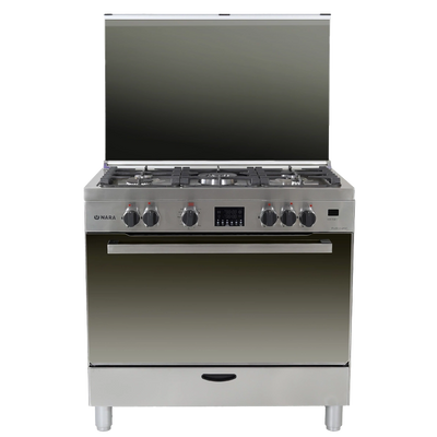 Nara NAXM 9010 / PROFESSIONAL Gas Cooker 90 cm 5 Gas Burners Matt Stainless steel Cast Iron Pan Support With 2 Fans