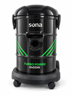 Sona SVC-613 G Barrel Vacuum Cleaner 2400W with Air Blower and 25 Liter Metal Tank Black and Green Color
