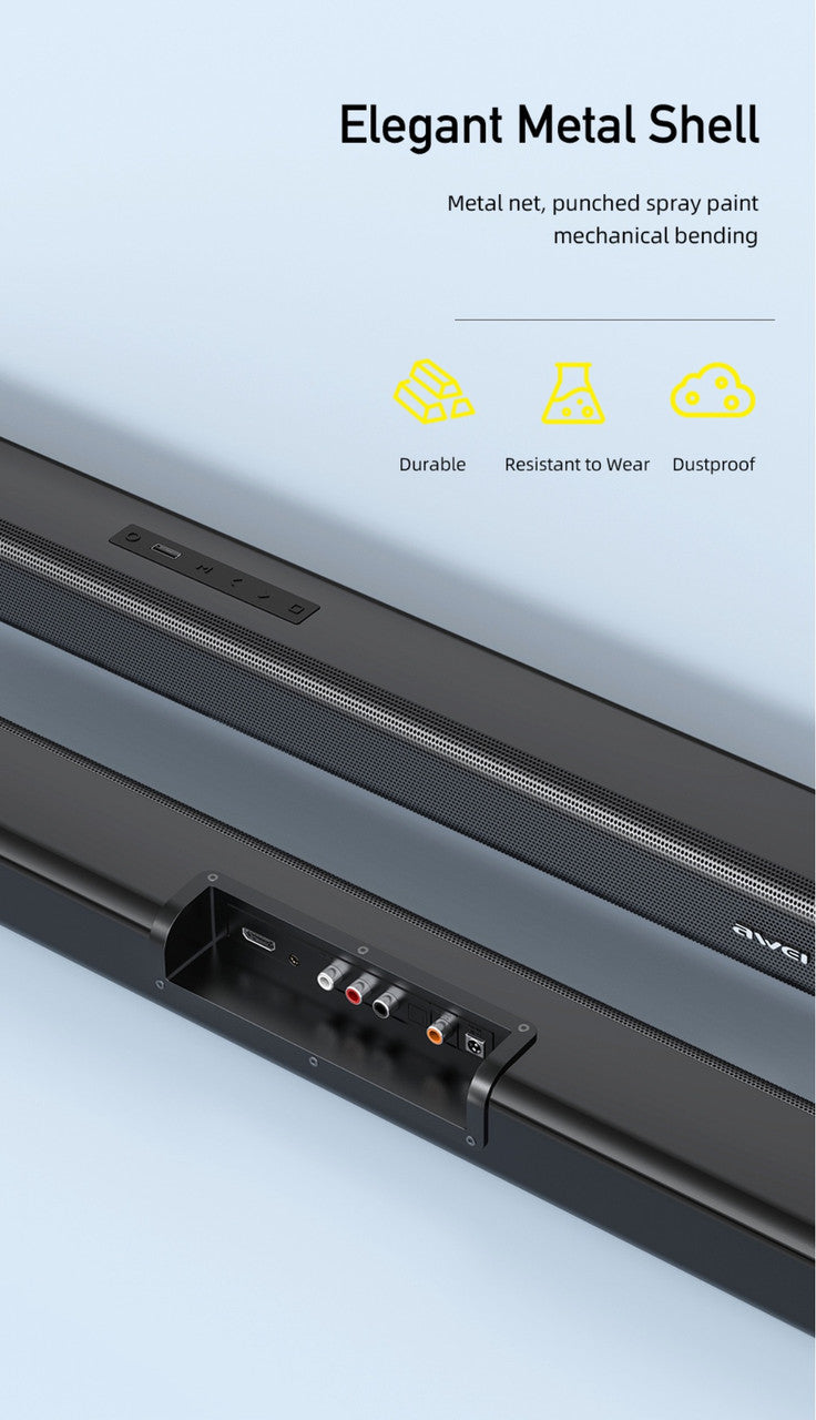 نظام مكبر صوت Awei Soundbar اللاسلكي المحيطي بتقنية البلوتوث / صندوق الصوت المنزلي المريح مع جهاز التحكم عن بعد