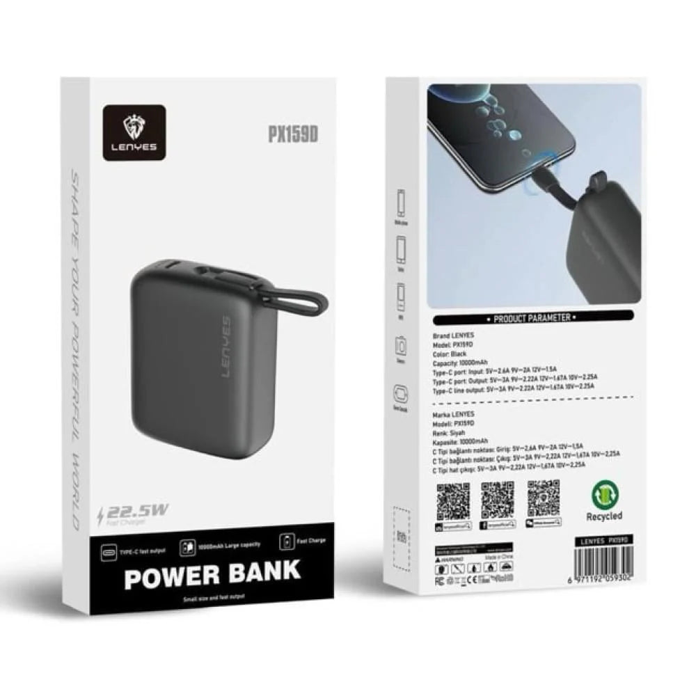 باور بانك Lenyes PX159D ميني 10000mAh سريع ومحمول