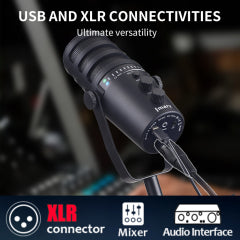ميكروفون Jmary MC-PW12 بواجهة XLR وUSB ونمط قلبي