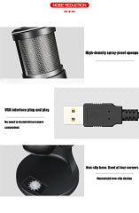Jmary MC-PW9 RGB ميكروفون احترافي بإضاءة RGB وتوجيه أحادي