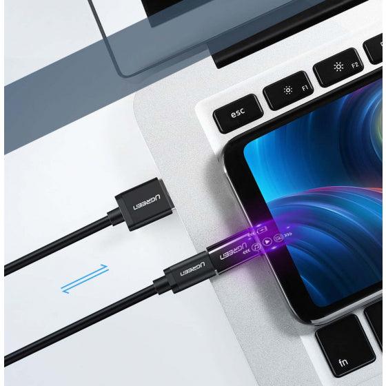 محول يوجرين من USB-C إلى Micro USB (أسود) – صغير وموثوق