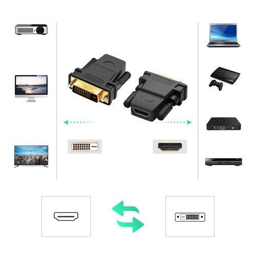 محول يوجرين DVI 24+1 ذكر إلى HDMI أنثى (أسود) - تحويل HD