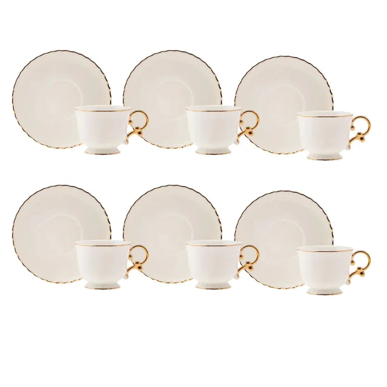 Karaca Elegant 6-Person 80ml Coffee Set, White