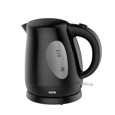 Sona Kettle 1.2L 2200W Black with LED Indicator & Auto Shut-Off