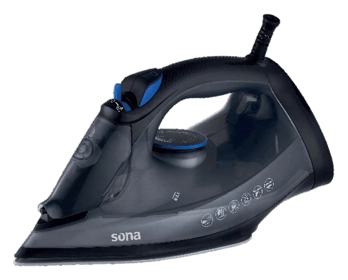 Sona Steam Iron 2600W Ceramic Base 600ml Vertical Steam Gray