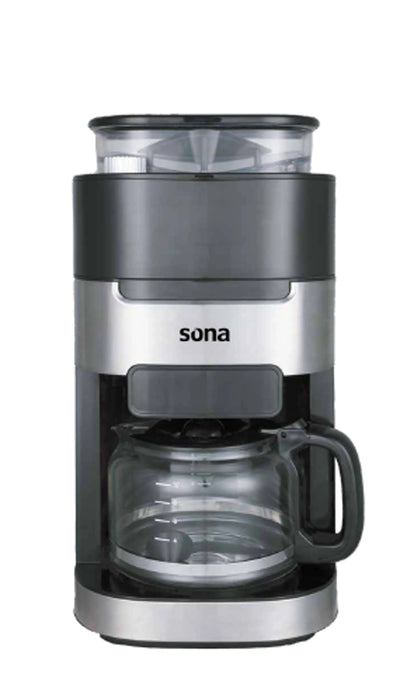 Sona 1050W American Coffee Maker with Grinder 1.5L