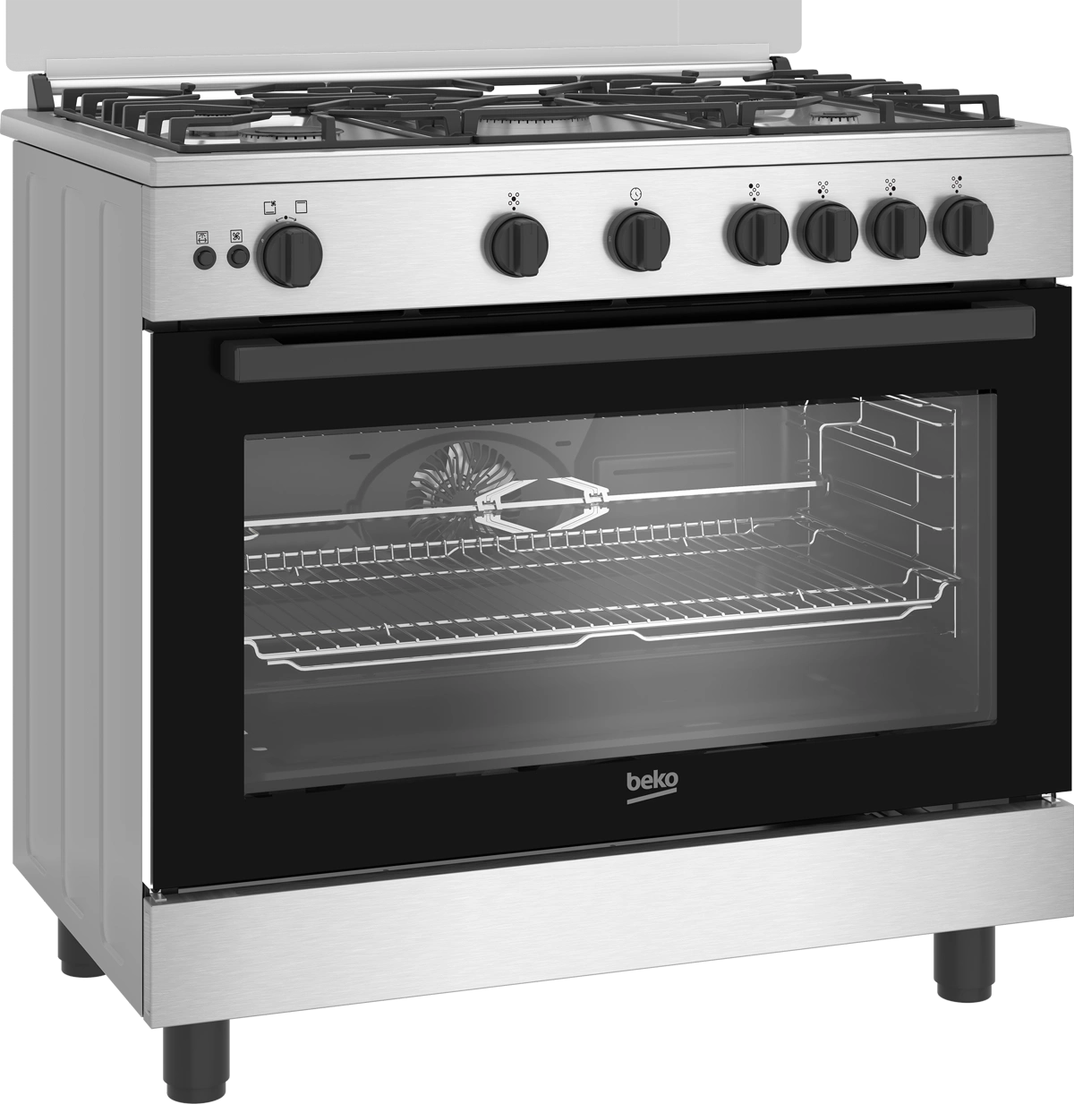 Beko 90 cm Gas Cooker 5 Burners Stainless Steel