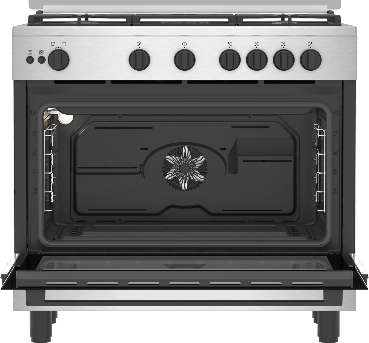 Beko 90 cm Gas Cooker 5 Burners Stainless Steel