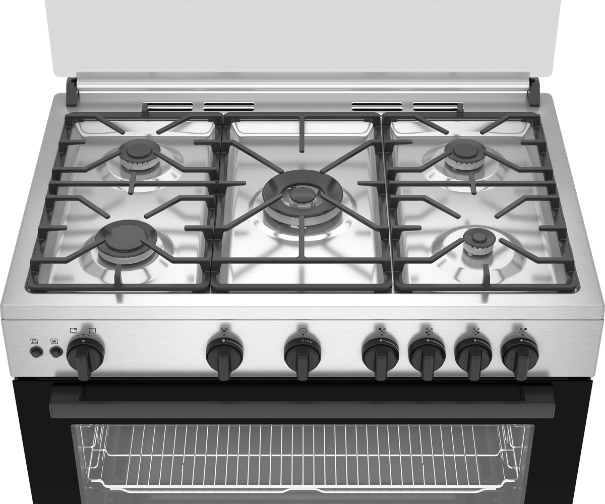 Beko 90 cm Gas Cooker 5 Burners Stainless Steel